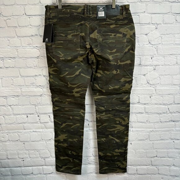 XRAY Men's Classic Moto Biker Stretch Jeans, Size W36 x L32, Olive Camo Color - Picture 9 of 16